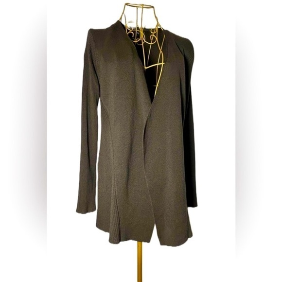 Eileen Fisher Chocolate Brown Silk/Cotton Knit Drapey Oversized Open Cardigan XS - Picture 3 of 16